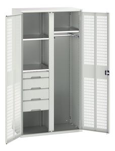 Bott Verso Ventilated door Tool Cupboards Cupboard with shelves Verso 1050x550x2000H Partition + 3 Shelf + 4 Drawer +Rail
